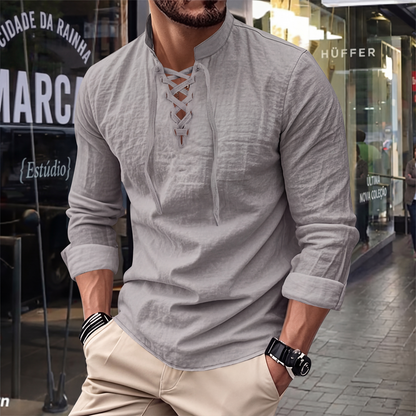 Camisa Masculina Casual de Cor Sólida