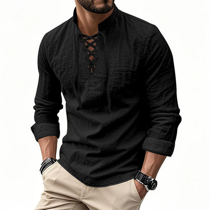 Camisa Masculina Casual de Cor Sólida