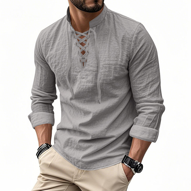Camisa Masculina Casual de Cor Sólida