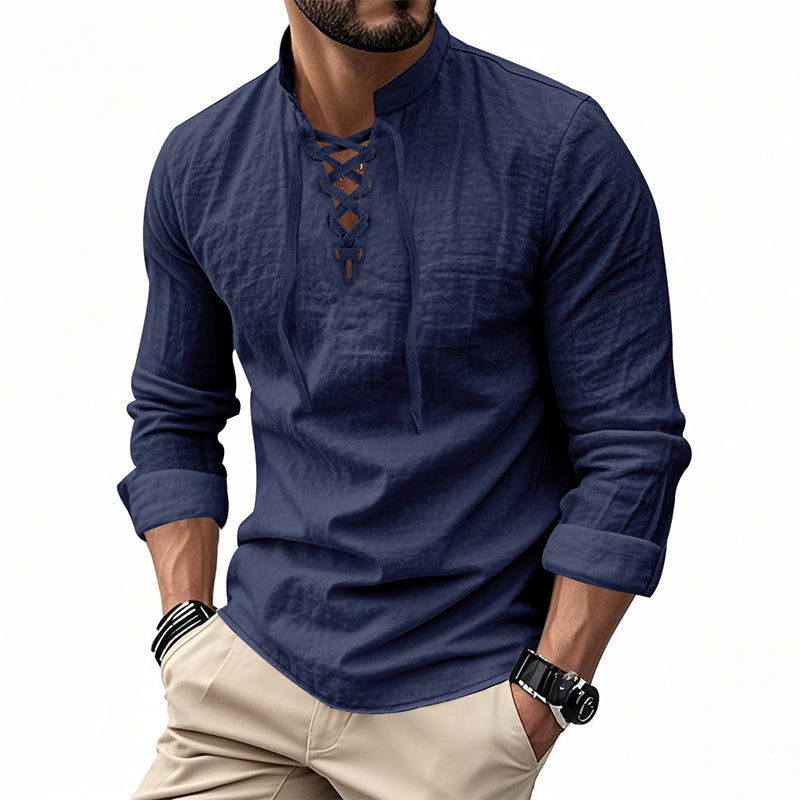 Camisa Masculina Casual de Cor Sólida