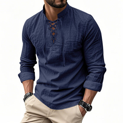 Camisa Masculina Casual de Cor Sólida