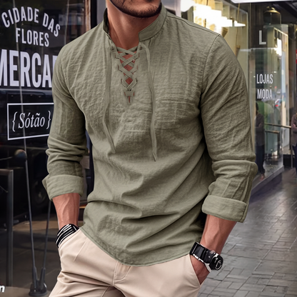 Camisa Masculina Casual de Cor Sólida