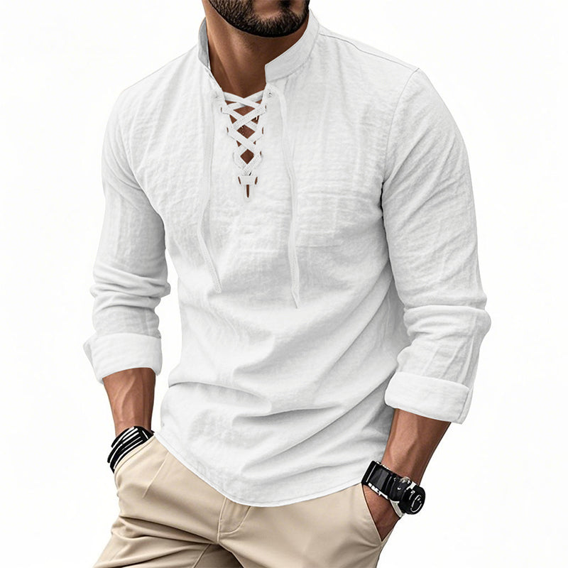 Camisa Masculina Casual de Cor Sólida