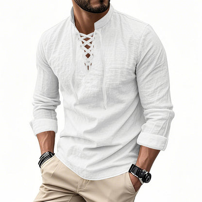 Camisa Masculina Casual de Cor Sólida