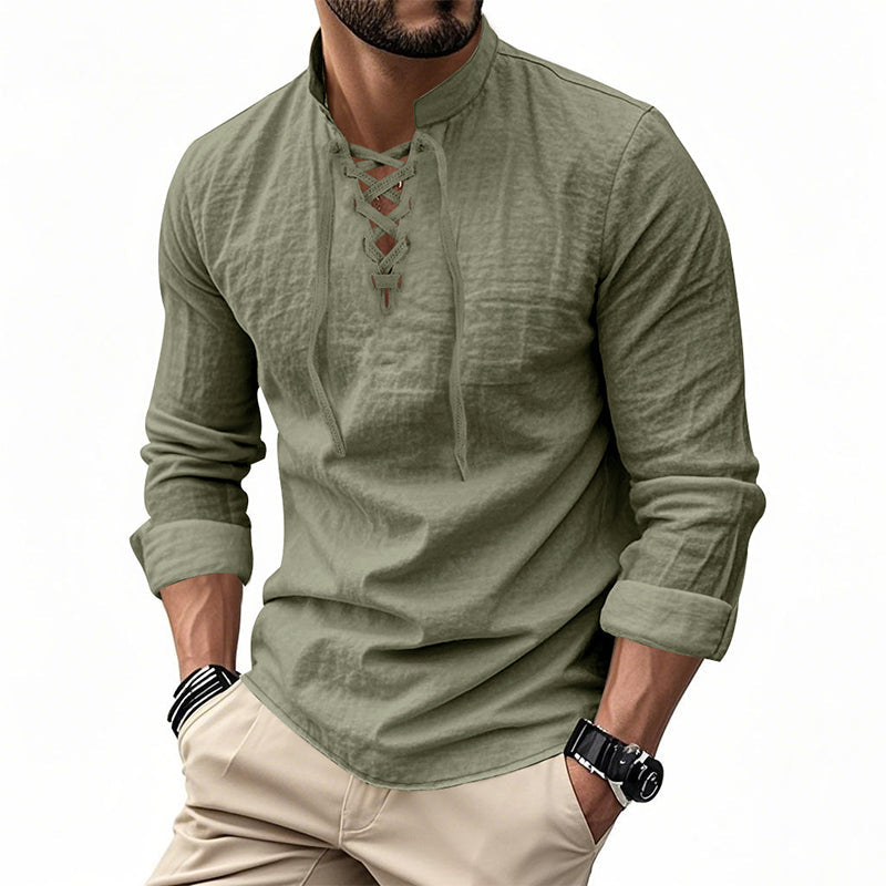 Camisa Masculina Casual de Cor Sólida