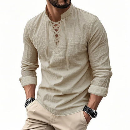 Camisa Masculina Casual de Cor Sólida