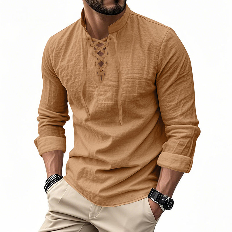 Camisa Masculina Casual de Cor Sólida