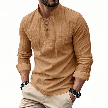 Camisa Masculina Casual de Cor Sólida
