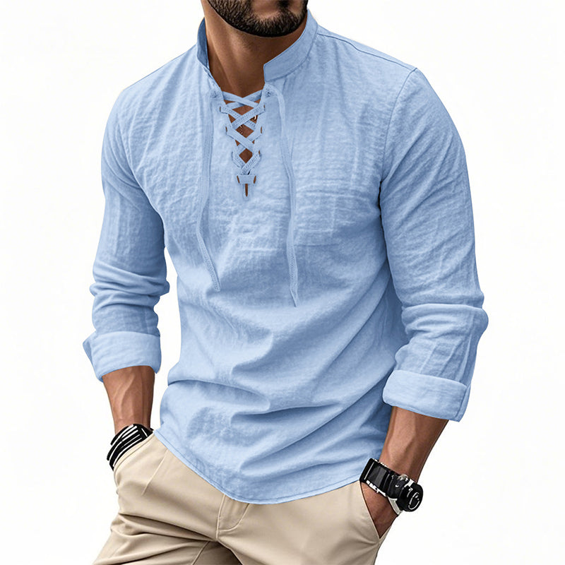 Camisa Masculina Casual de Cor Sólida