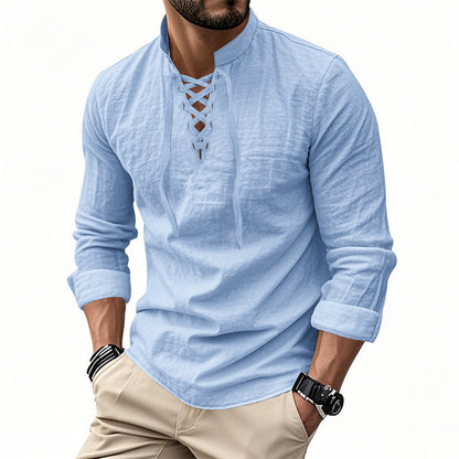 Camisa Masculina Casual de Cor Sólida