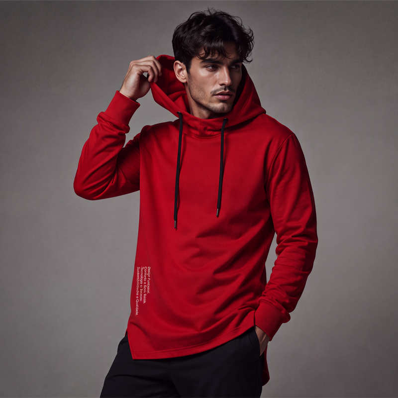 Moletom com capuz casual e solto para homem