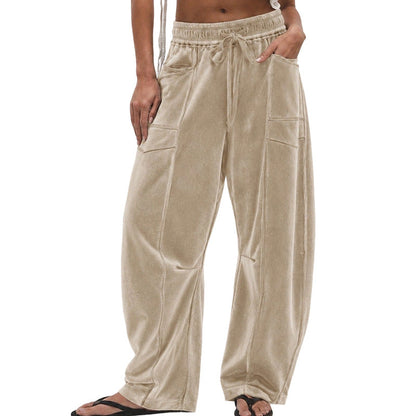 ✨Calças casuais femininas de corte relaxado com cordão