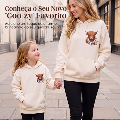 🐮 51% DE DESCONTO!!🎁Moletom com capuz forrado de lã macio e fofo de Vaca das Terras Altas