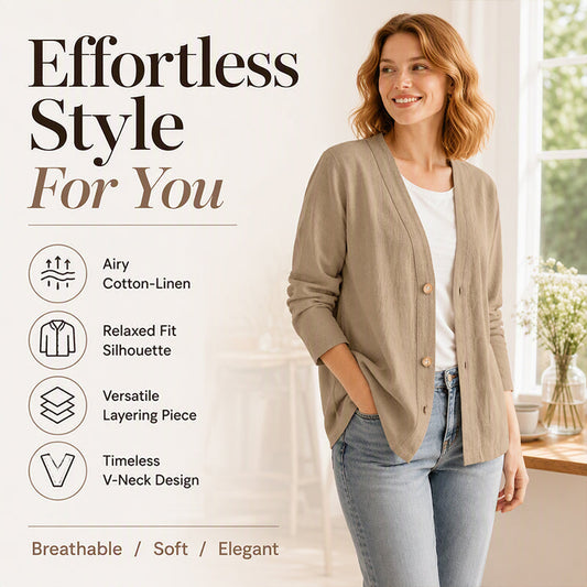 ✨👚Cardigã casual feminino com decote em V e tecido respirável