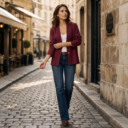 Cardigã casual feminino com decote em V e tecido respirável