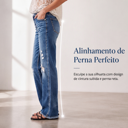 ✨Calças jeans retas desgastadas femininas