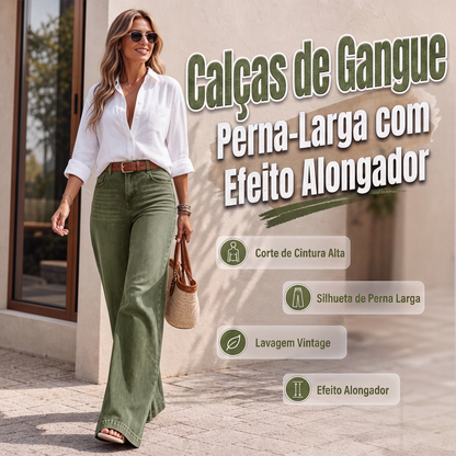 ✨Calças jeans de perna larga com efeito de alongar as pernas