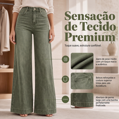 ✨Calças jeans de perna larga com efeito de alongar as pernas