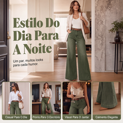 ✨Calças jeans de perna larga com efeito de alongar as pernas