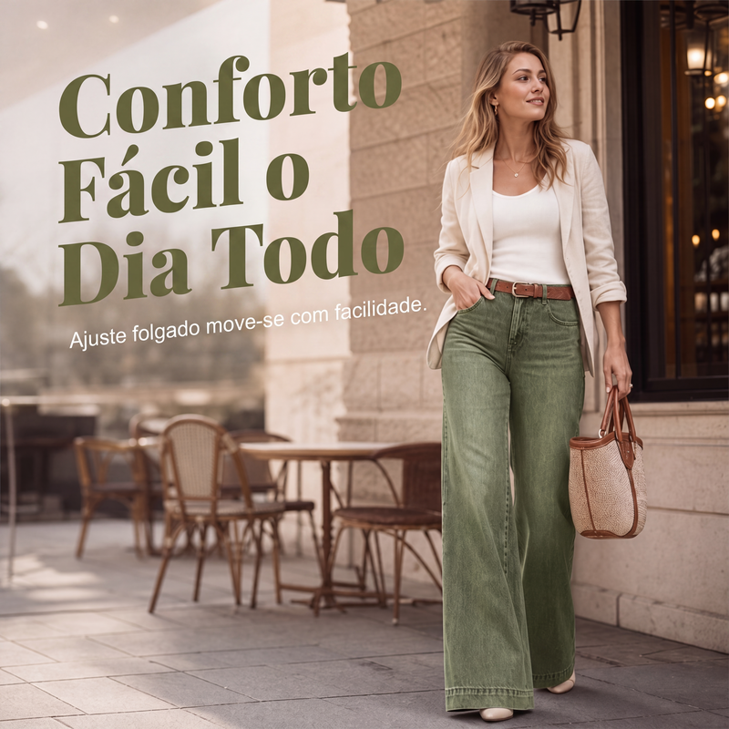 ✨Calças jeans de perna larga com efeito de alongar as pernas
