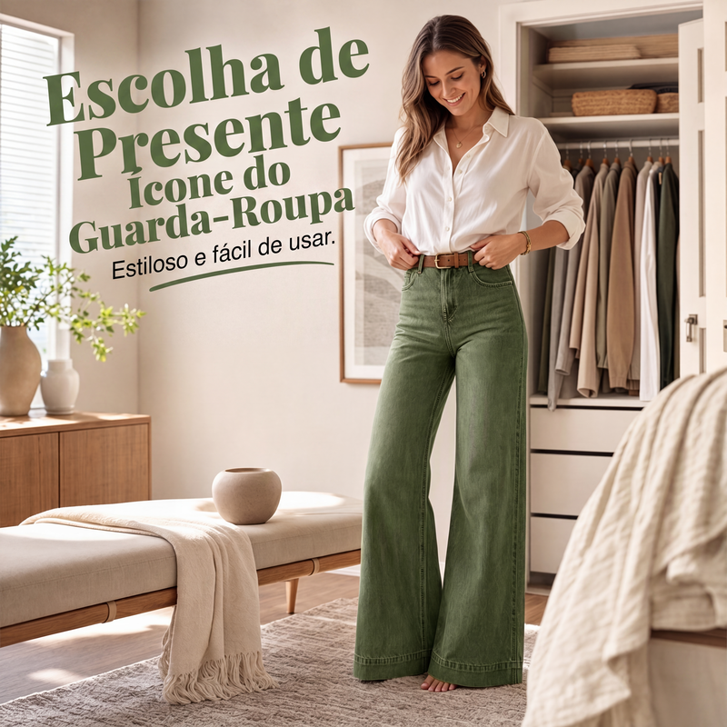 ✨Calças jeans de perna larga com efeito de alongar as pernas