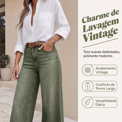 ✨Calças jeans de perna larga com efeito de alongar as pernas