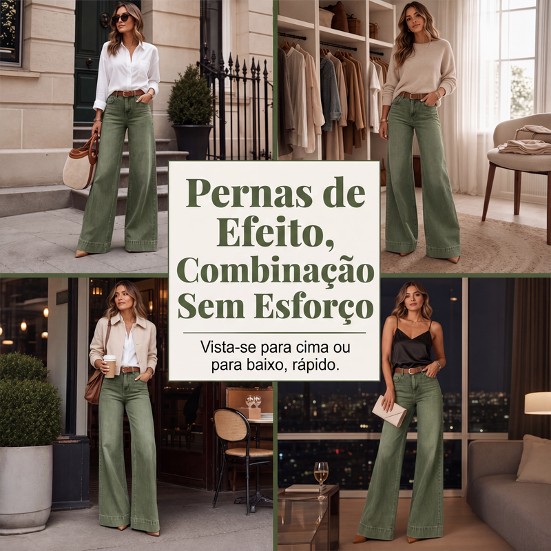 ✨Calças jeans de perna larga com efeito de alongar as pernas