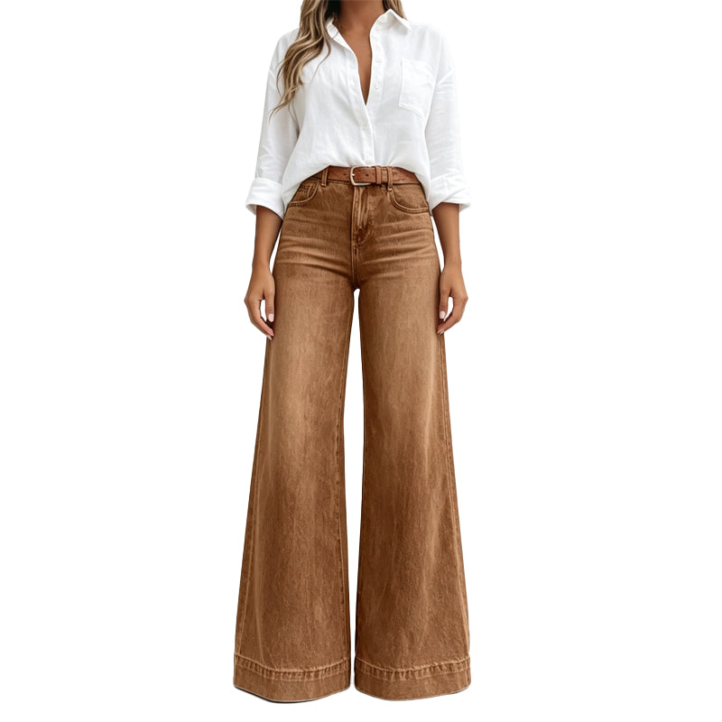 ✨Calças jeans de perna larga com efeito de alongar as pernas