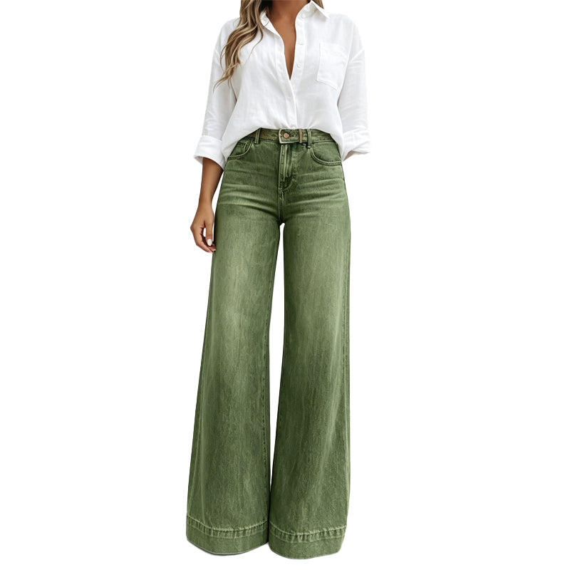 ✨Calças jeans de perna larga com efeito de alongar as pernas