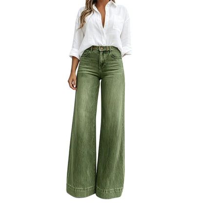 ✨Calças jeans de perna larga com efeito de alongar as pernas