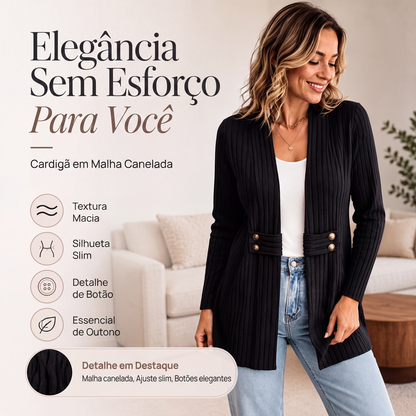 ✨👚Cardigan de malha canelada feminino
