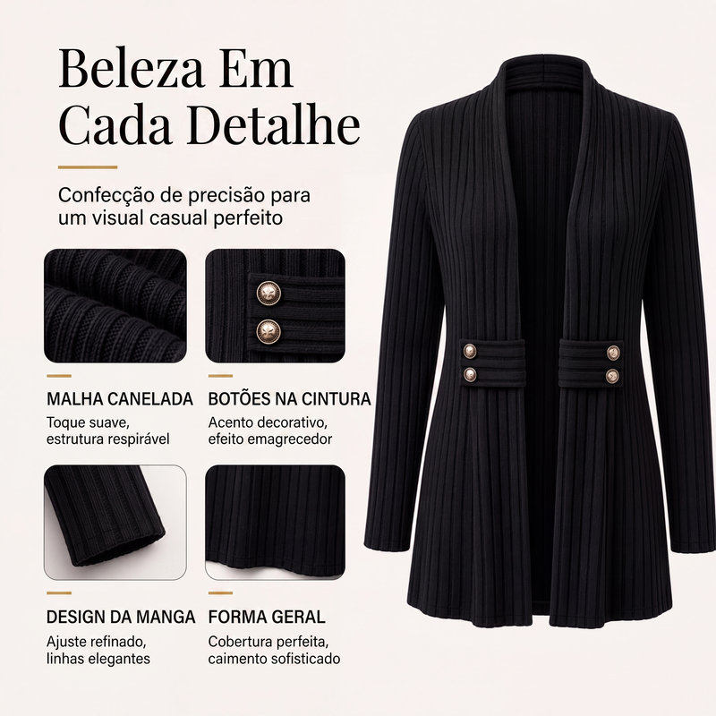 ✨👚Cardigan de malha canelada feminino