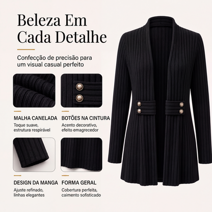 ✨👚Cardigan de malha canelada feminino