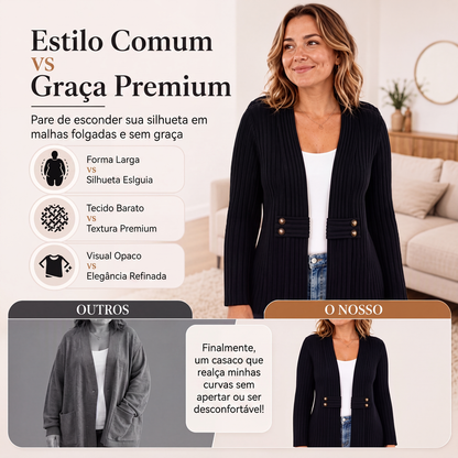 ✨👚Cardigan de malha canelada feminino