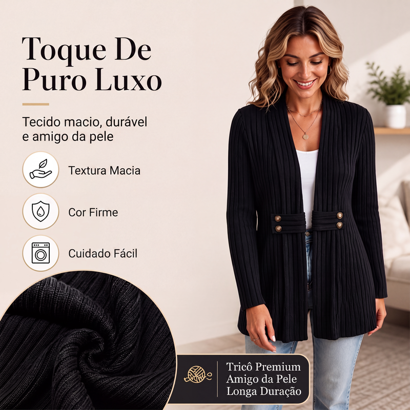 ✨👚Cardigan de malha canelada feminino