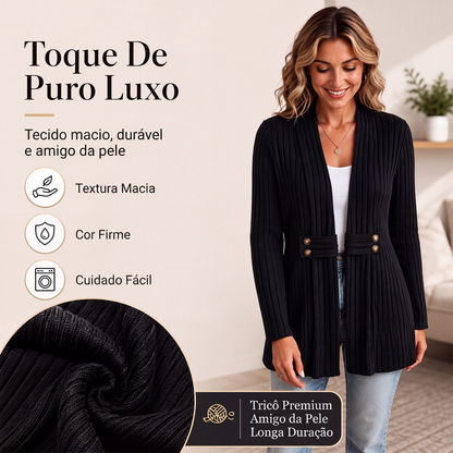 ✨👚Cardigan de malha canelada feminino