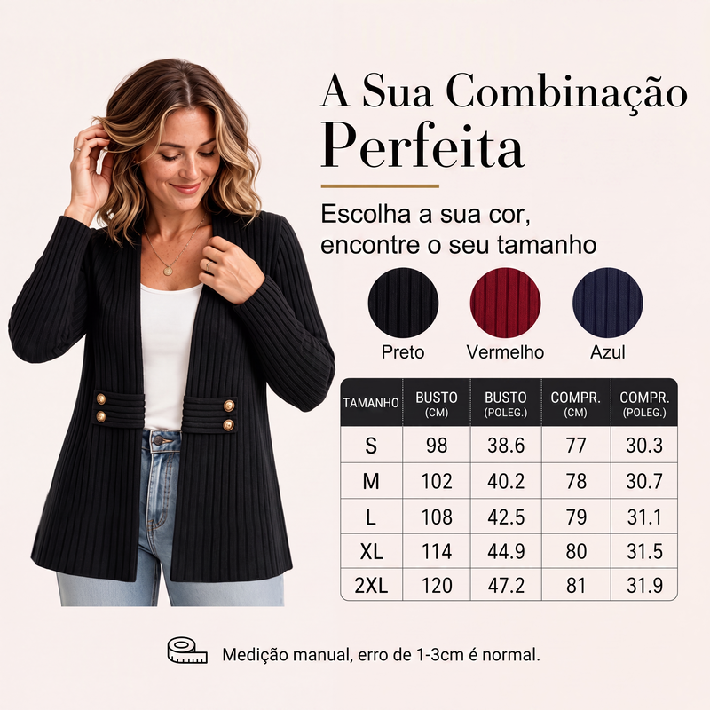 ✨👚Cardigan de malha canelada feminino