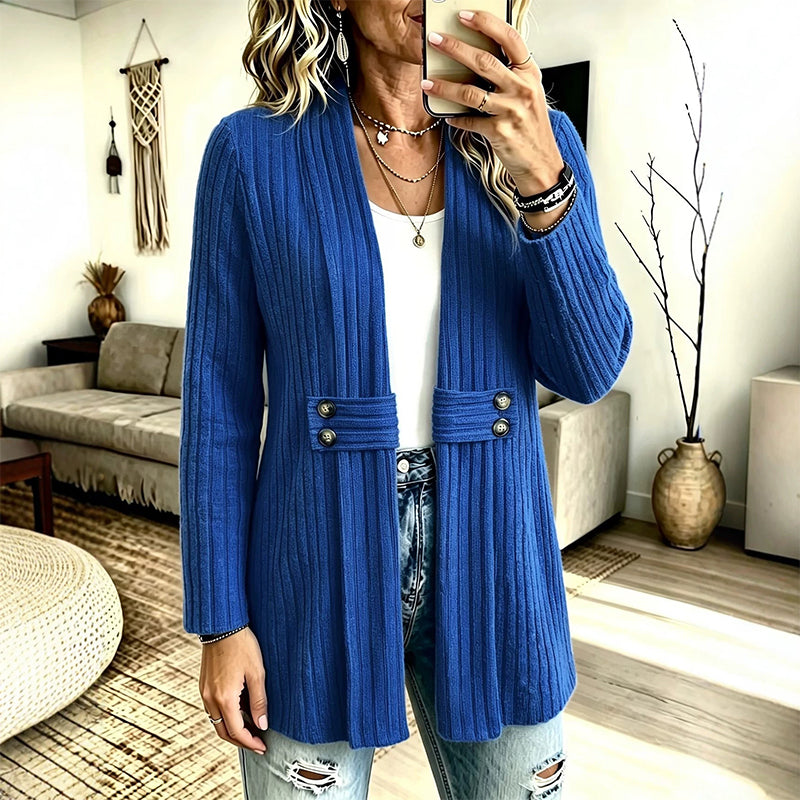 ✨👚Cardigan de malha canelada feminino