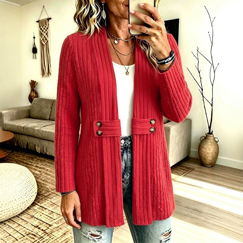 ✨👚Cardigan de malha canelada feminino
