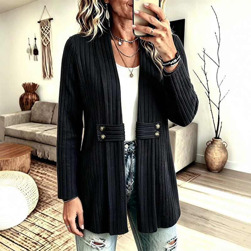 ✨👚Cardigan de malha canelada feminino