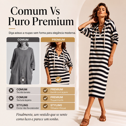 ✨👗Vestido de moletom listrado casual para mulher