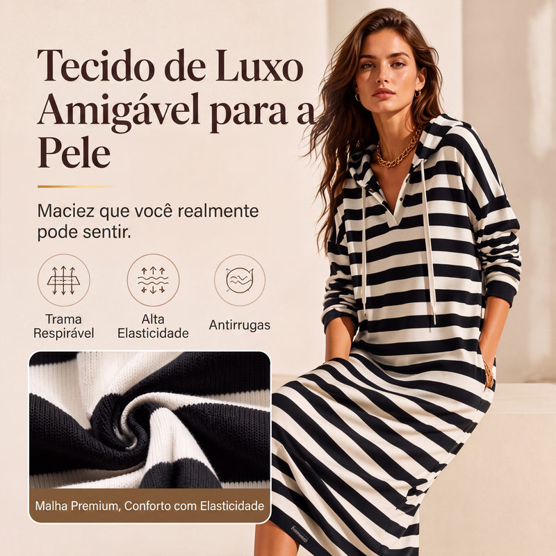 ✨👗Vestido de moletom listrado casual para mulher