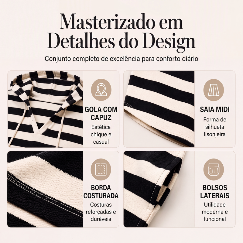 ✨👗Vestido de moletom listrado casual para mulher