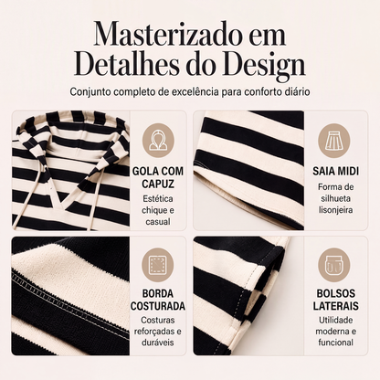 ✨👗Vestido de moletom listrado casual para mulher