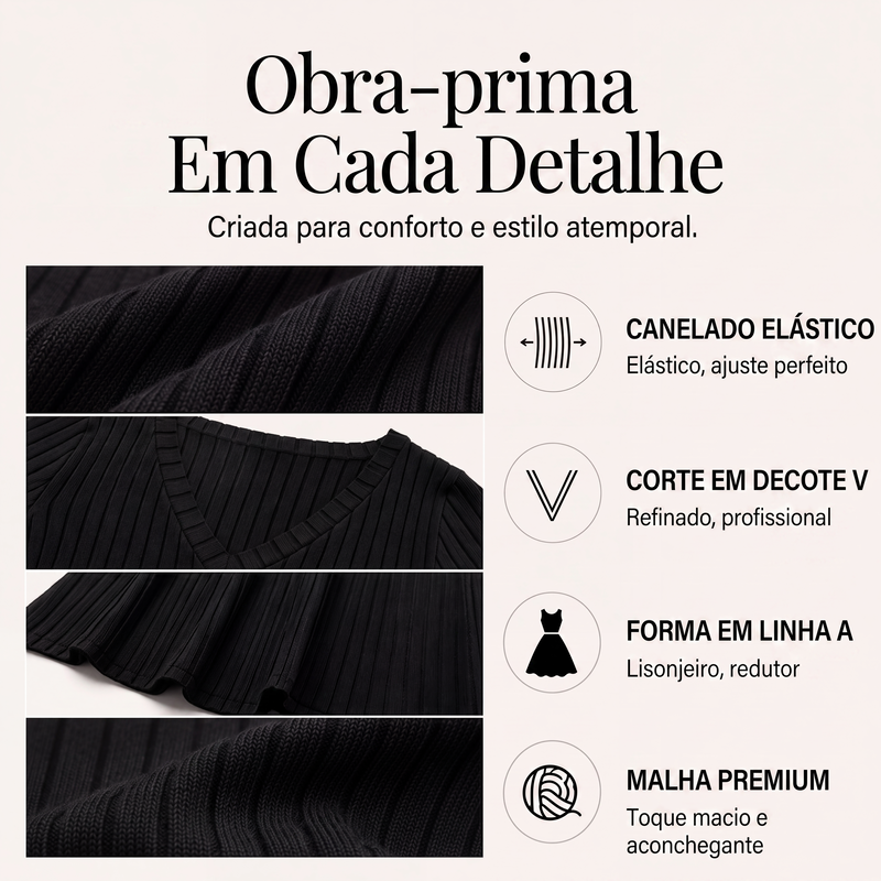 ✨👗Vestido A de malha de manga comprida para mulher
