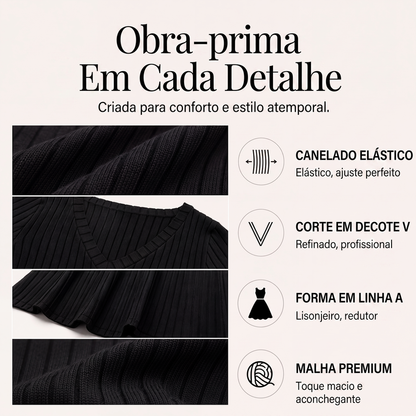 ✨👗Vestido A de malha de manga comprida para mulher