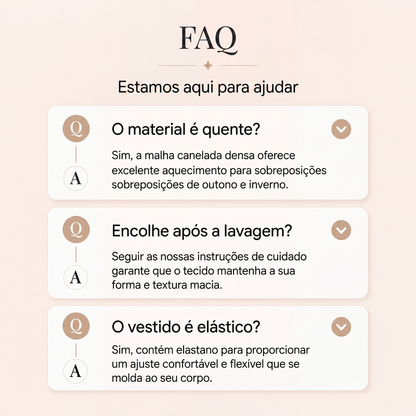 ✨👗Vestido A de malha de manga comprida para mulher