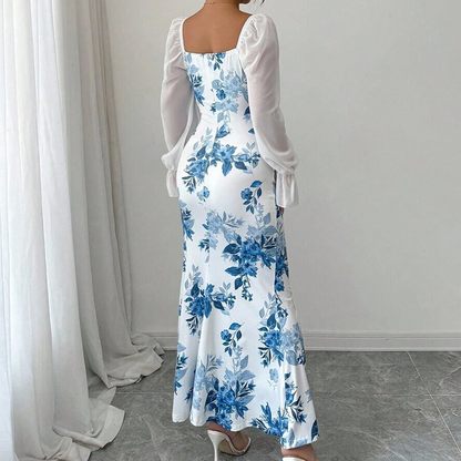 ✨👗Vestido evasê elegante com estampa floral para mulheres
