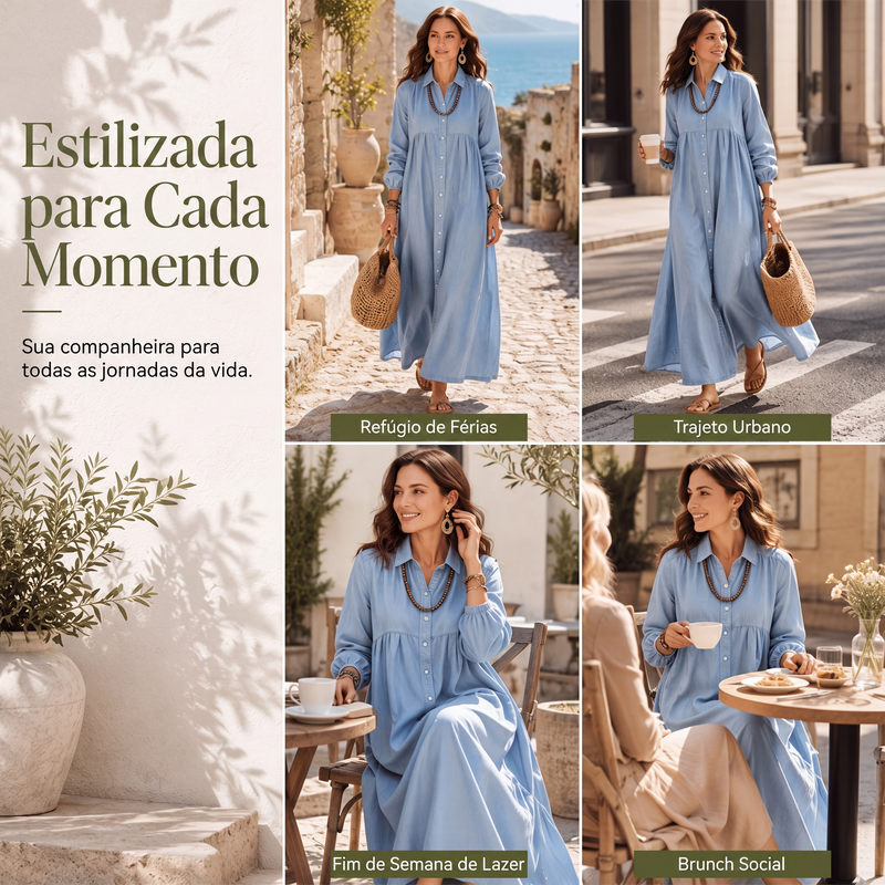 ✨👗Vestido longo de conforto sem esforço