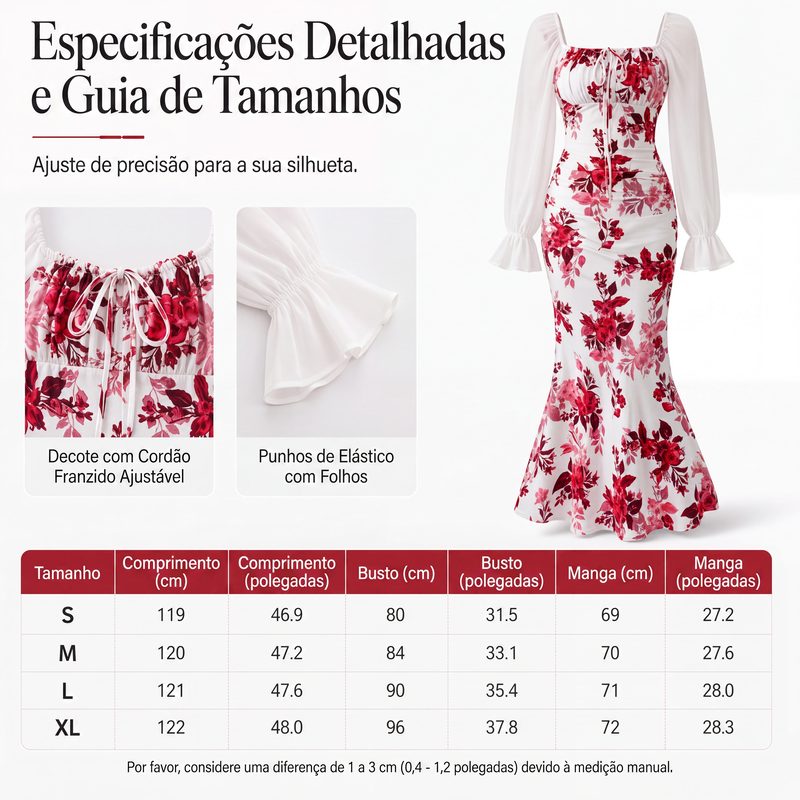 ✨👗Vestido evasê elegante com estampa floral para mulheres